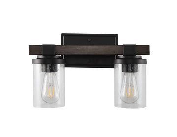 Bungalow Iron/Seeded Glass Rustic Farmhouse LED Vanity Light - JONATHAN Y